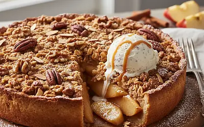 Royal Apple Pie with Caramelized Nuts and Oat Crumble