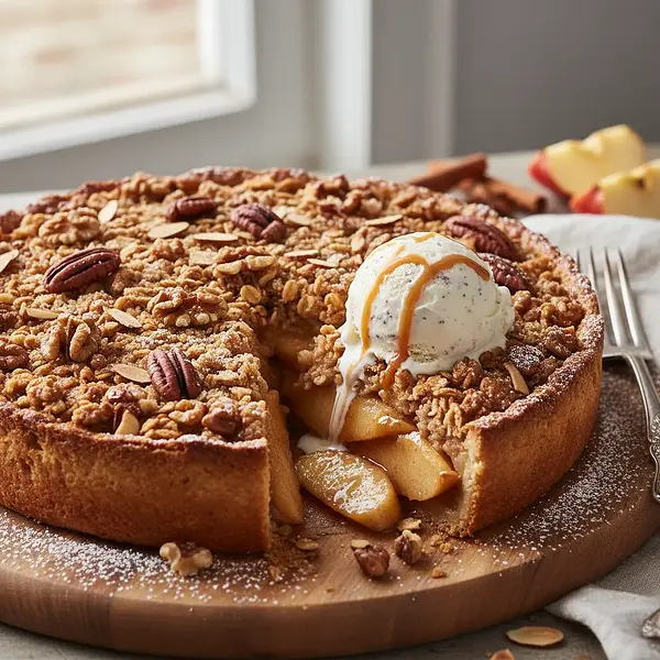 Royal Apple Pie with Caramelized Nuts and Oat Crumble