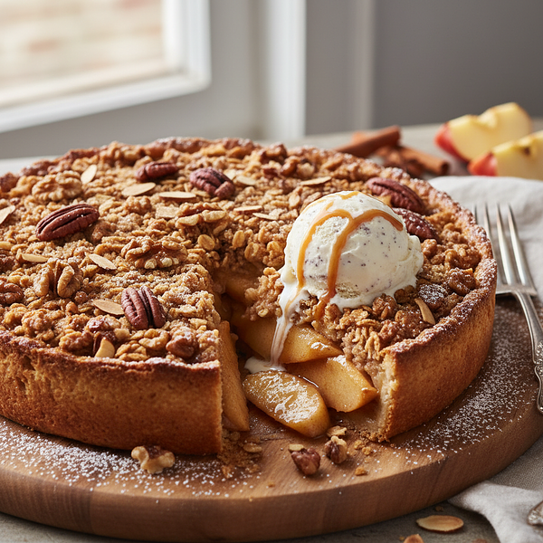 Royal Apple Pie with Caramelized Nuts and Oat Crumble