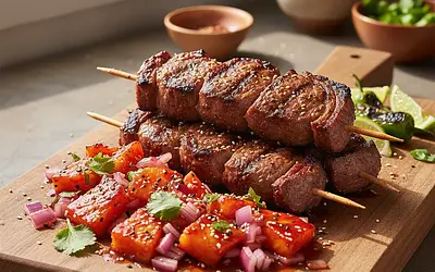 Koreańsko-Brazylijskie Szaszłyki z Picanha z Salsą Ananasową z Gochujang