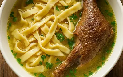 Goose broth in Olga Smile style with homemade noodles