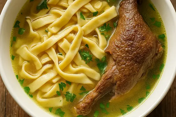 Rosół gęsi w stylu Olga Smile z domowym makaronem