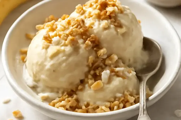 Kremowy sorbet bananowo-kokosowy z migdałową kruszonką (Słodki Blog)