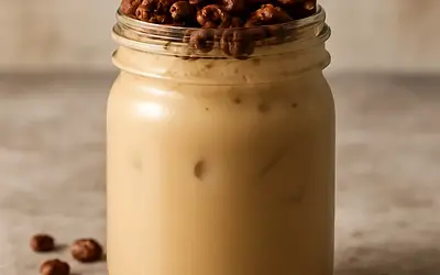 CREAMY COFFEE IN A JAR with caramelized roasted beans