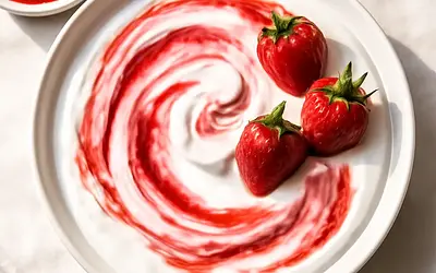 Yogurt Sweet Plate with Strawberry Nebula