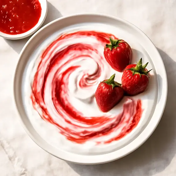 Yogurt Sweet Plate with Strawberry Nebula