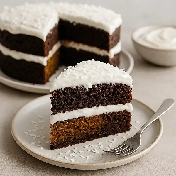 Chocolate-Pumpkin Cake with Coconut-Cream Cheese Frosting (Sweet Blog)