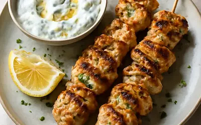 Chicken skewers with tzatziki sauce
