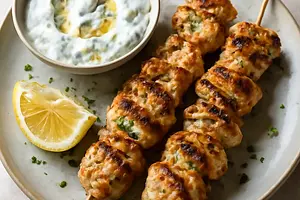 Chicken skewers with tzatziki sauce