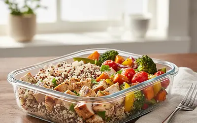 Energetic 'Meal-Prep' Bowl with Chicken, Quinoa, and Roasted Vegetables