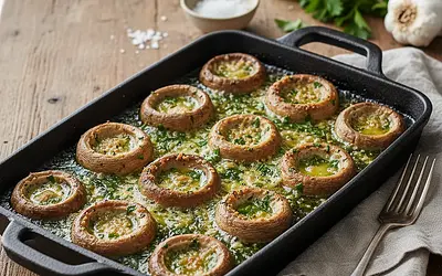 False Snails with Oyster Mushrooms in Garlic-Parsley Butter