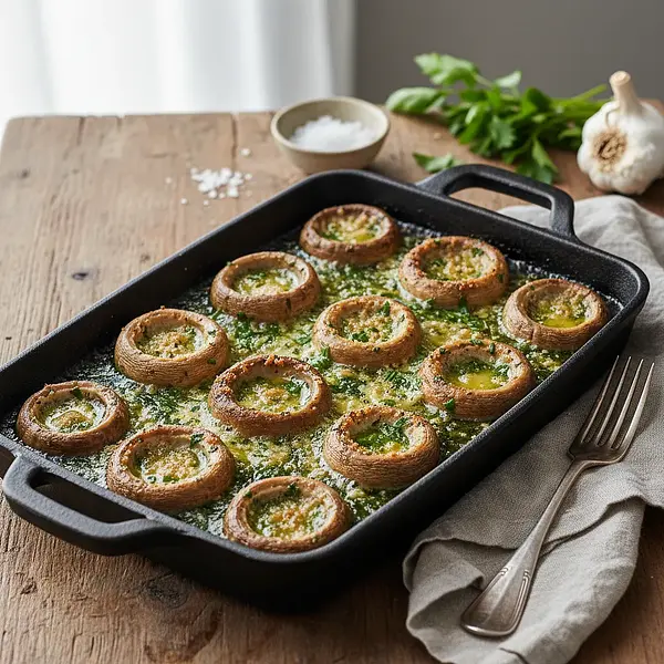 False Snails with Oyster Mushrooms in Garlic-Parsley Butter