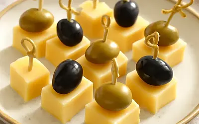 Cheese Skewers with Olives