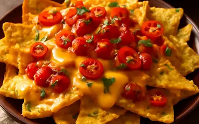 Pikantne nachosy z serem i sosem salsa