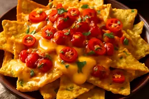 Pikantne nachosy z serem i sosem salsa