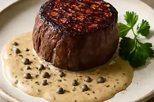 Filet mignon with pepper sauce