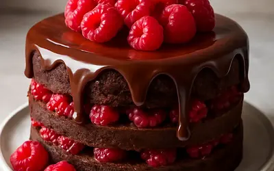 Tort czekoladowy z malinami