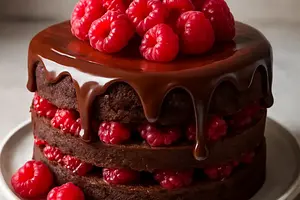 Tort czekoladowy z malinami