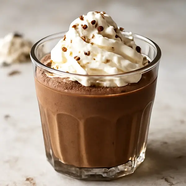 Chocolate mousse with whipped cream