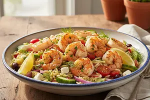 Mediterranean Orzo Salad with Lemon-Herb Shrimp