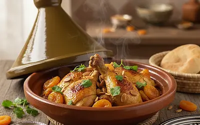 Moroccan Tagine with Chicken, Apricot, and Almonds