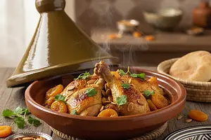 Moroccan Tagine with Chicken, Apricot, and Almonds