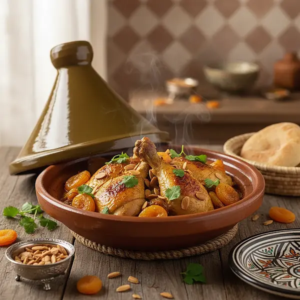 Moroccan Tagine with Chicken, Apricot, and Almonds