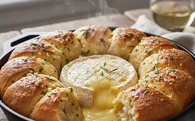 Aromatyczny Camembert Zapiekany z Czosnkowymi Bułeczkami 'Rwij i Dziel'