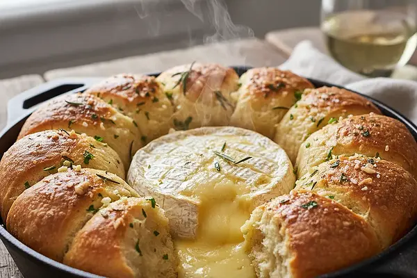 Aromatyczny Camembert Zapiekany z Czosnkowymi Bułeczkami 'Rwij i Dziel'