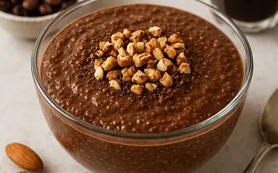Velvety Chocolate-Nut Chia Pudding with a Hint of Coffee