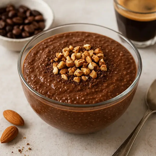 Velvety Chocolate-Nut Chia Pudding with a Hint of Coffee