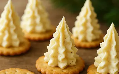 Cheese Christmas Trees on Savory Crackers