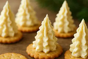 Cheese Christmas Trees on Savory Crackers