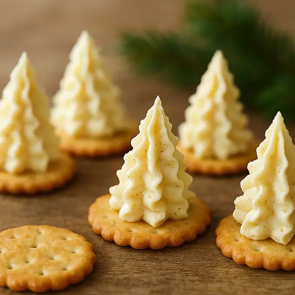Cheese Christmas Trees on Savory Crackers