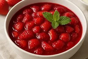 Strawberry Compote with a Hint of Vanilla and Mint