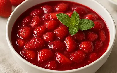 Strawberry Compote with a Hint of Vanilla and Mint