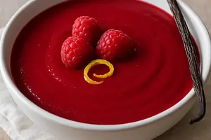 Velvety Raspberry Coulis with a Hint of Vanilla and Lemon