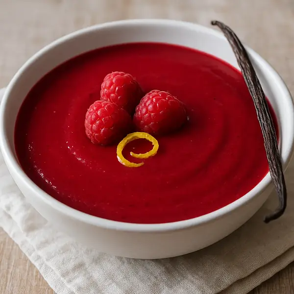 Aksamitny Coulis Malinowy z Nutą Wanilii i Cytryny