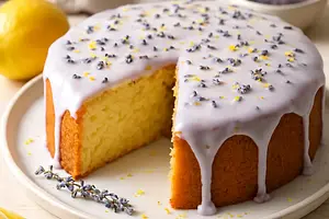 Fluffy Lemon Cake with Lavender Icing