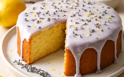 Fluffy Lemon Cake with Lavender Icing
