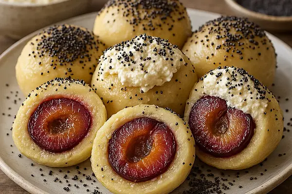 Czeskie Knedliki ze Śliwkami (Švestkové Knedlíky) z Waniliowym Twarogiem i Prażonym Makiem