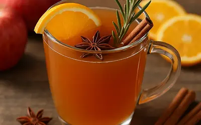 Spiced Apple Mulled Wine with Rosemary and Orange