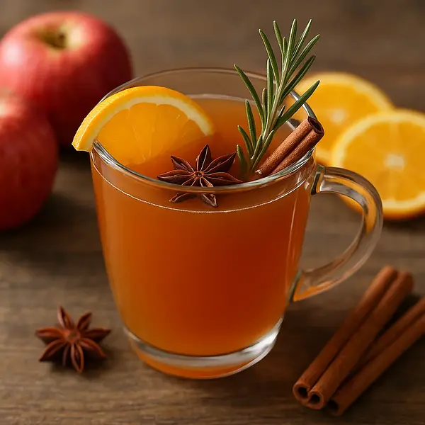 Spiced Apple Mulled Wine with Rosemary and Orange