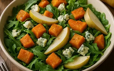 Jesienna Sałatka z Pieczoną Dynią, Gruszką i Serem Gorgonzola