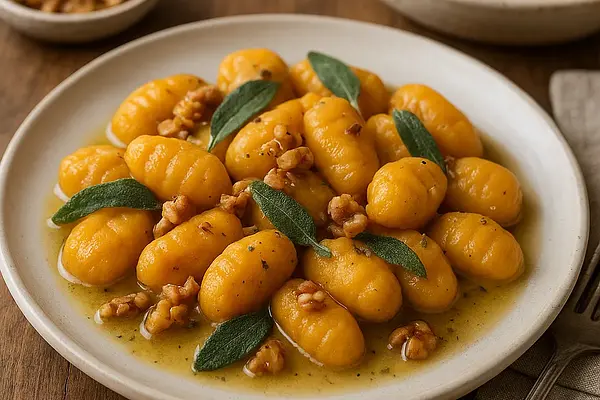 Domowe Gnocchi z Dyni Piżmowej w Sosie Masłowo-Szałwiowym z Orzechami Włoskimi