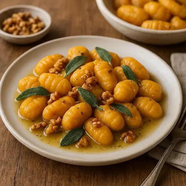 Domowe Gnocchi z Dyni Piżmowej w Sosie Masłowo-Szałwiowym z Orzechami Włoskimi