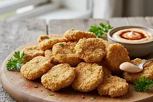 Chrupiące grzybowe 'skwarki' z wędzonym majonezem paprykowym