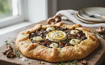 Rustic Galette with Wild Mushrooms, Goat Cheese, and Thyme