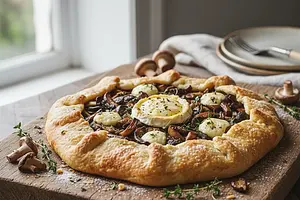 Rustic Galette with Wild Mushrooms, Goat Cheese, and Thyme