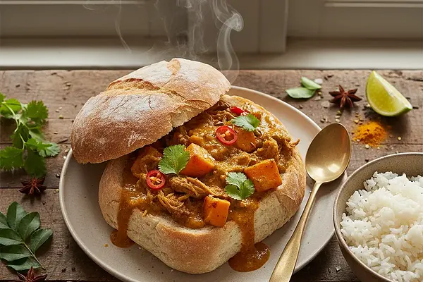 Bunny Chow z Szarpaną Wołowiną i Batatami w Aromatycznym Curry